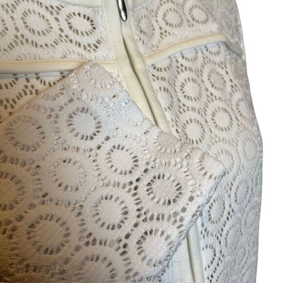 Doncaster White Sheer Lacy Crochet Look Zip Up Jacket Size 10 - Picture 4 of 11